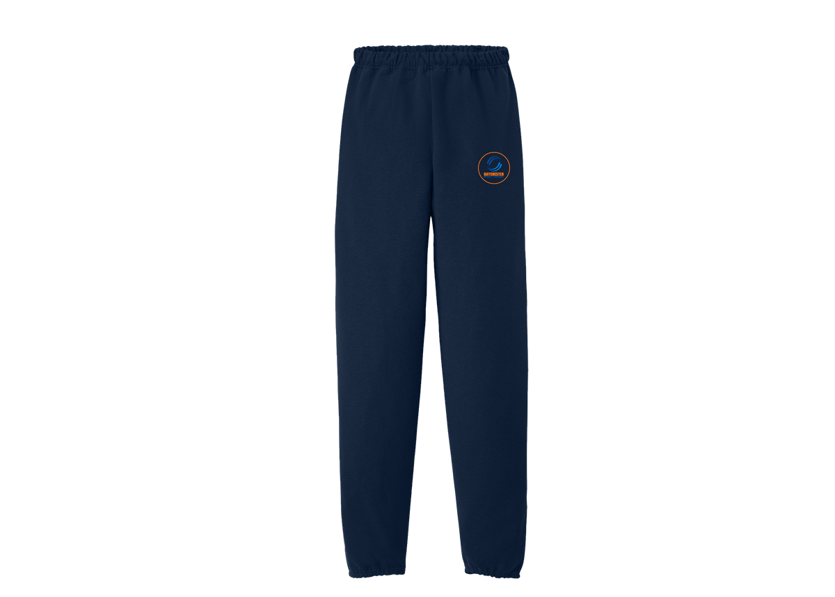 Printed Navy 8 oz. Fleece Sweatpants - Adult